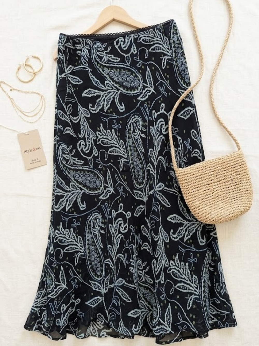 Indie Sleaze Whimsygoth Paisley Chiffon Flowy Boho Summer Maxi Skirt
